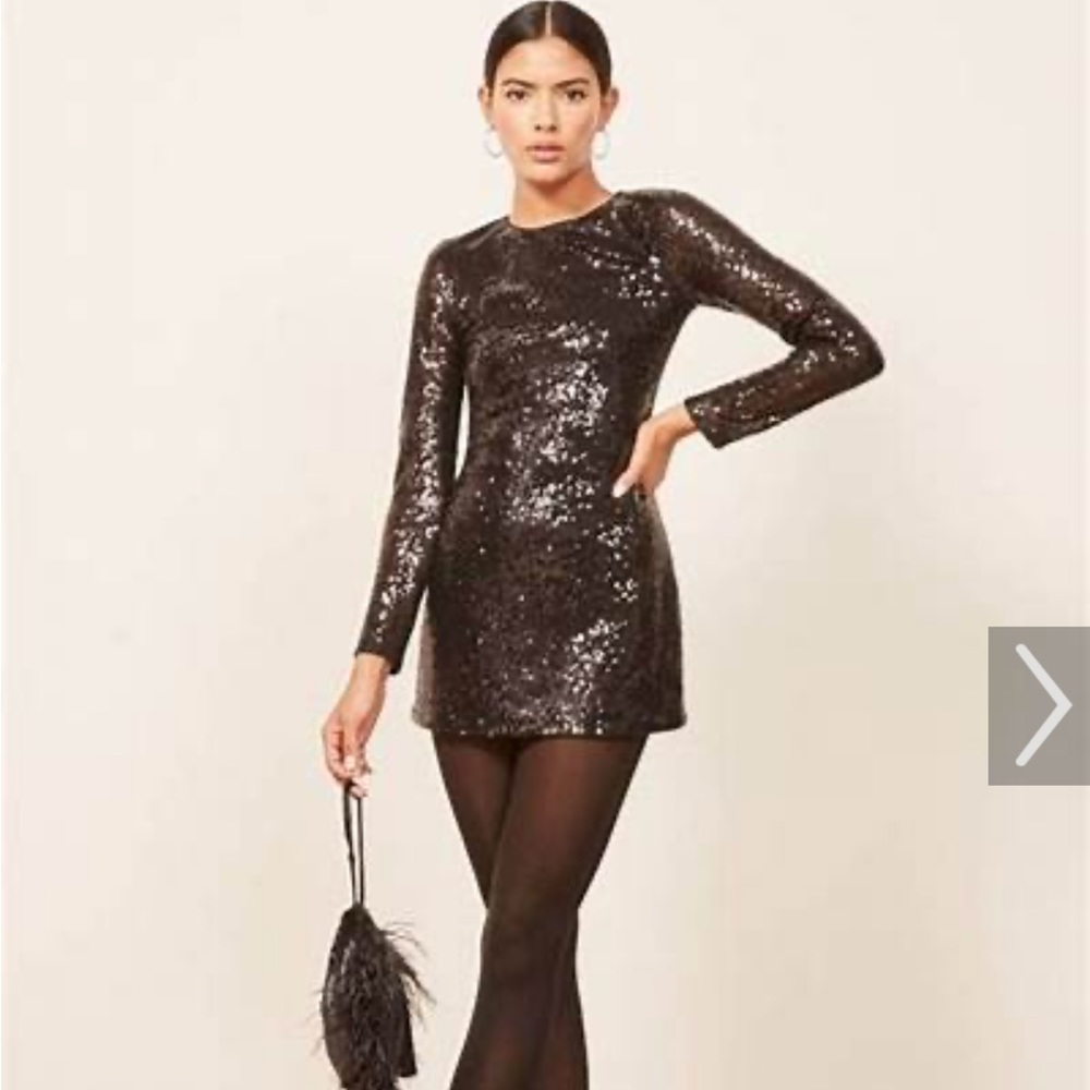 Reformation black sequin dress Sz Large